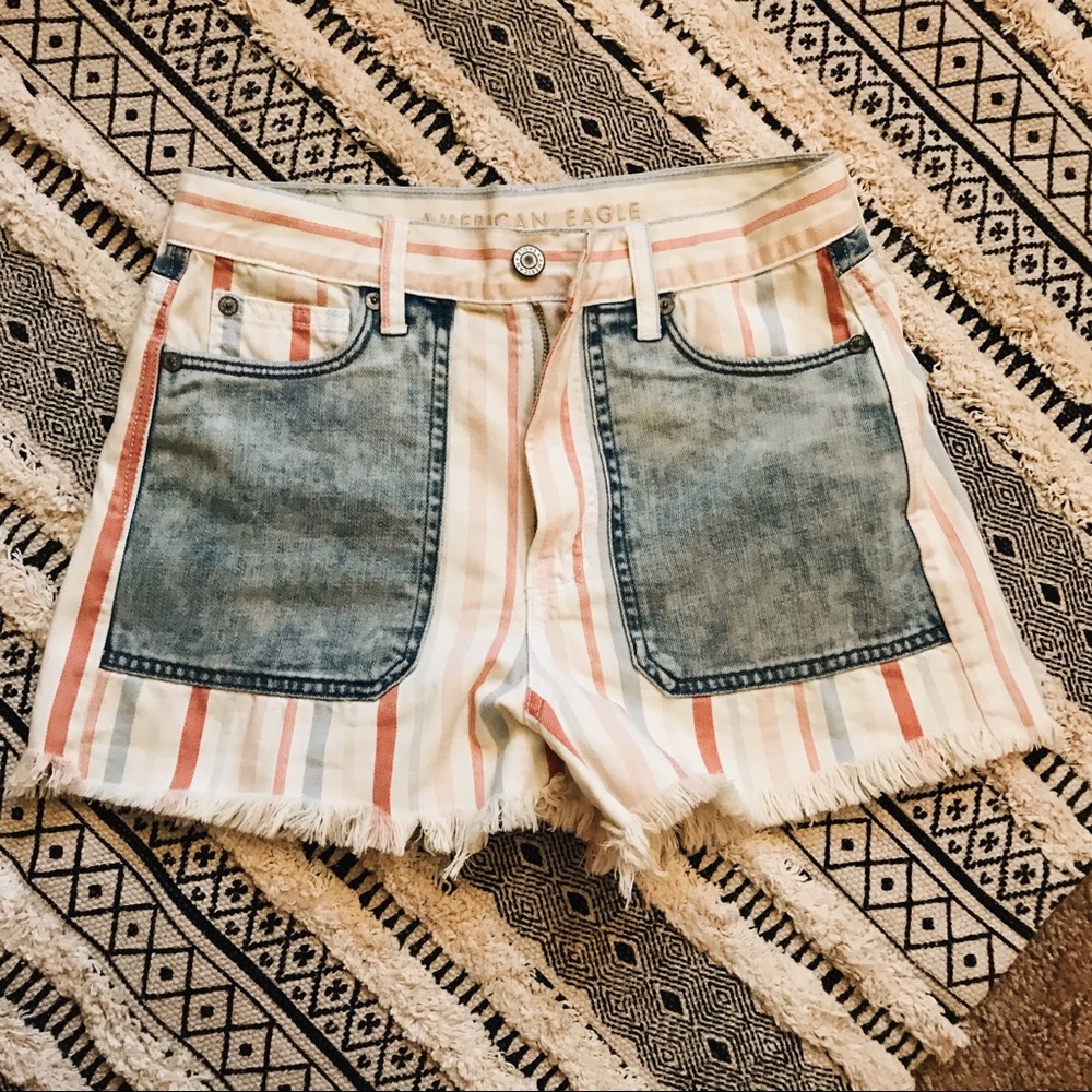Striped American eagle shorts